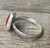 Geometric Faceted Carnelian with Floral Band Sterling Silver Ring Size 9.25-10.25 