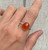 Copy of Geometric Faceted Carnelian with Floral Band Sterling Silver Ring Size 9-10