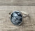 Oval Faceted Black White Snowflake Jasper Sterling Silver Ring Size 8.75-9.75