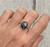 Oval Faceted Black White Snowflake Jasper Sterling Silver Ring Size 8.75-9.75