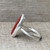 Elongated Oval Blood Red Carnelian Sterling Silver Statement Ring with Serrated Bezel Elongated Oval Blood Red Carnelian Sterling Silver Statement Ring with Serrated Bezel