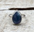 Minimalist Elegant Teardrop or Pear Shaped Blue Pearlized Kyanite Sterling Silver Ring | Blue Gemstone Ring | Teardrop Ring | PearShape Ring