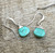 Dainty Faceted Blue Turquoise Rhodium Plated Wire Wrapped Dangle Earrings