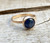 Minimalist Elegant Blue Pearlized Kyanite 8mm Round Solitaire Gold Ring in 14 Karat Gold