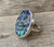 Boho Beach Chic Large Round Abalone Paua Shell Ring in Sterling Silver