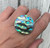 Boho Beach Chic Large Round Abalone Paua Shell Ring in Sterling Silver