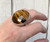 Boho Chic Large Round Geometric Rose Cut Golden Tiger Eye Statement Ring in Sterling Silver