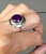 Unique Elegant Hammered Round Purple Amethyst Sterling Silver Ring