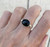 Elegant Oval Black Onyx Ring with Sterling Silver Accents and Band 