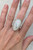Large Oval White Crystal Solar Quartz Sterling Silver Statement Ring Size 7.5-8