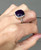 Large Regal Faceted Cushion Cut Amethyst Geometric Sterling Silver Statement Ring