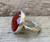 Elegant Statement Faceted Cube Cut Rose Cut Blood Red Round Carnelian Ring in Sterling Silver 