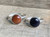 Elegant Round Brown or Navy Blue Sandstone Sterling Silver Statement Ring 