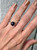 Elegant Round Brown or Navy Blue Sandstone Sterling Silver Statement Ring 