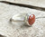 Elegant Round Brown or Navy Blue Sandstone Sterling Silver Statement Ring 