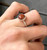 Elegant Round Brown or Navy Blue Sandstone Sterling Silver Statement Ring 