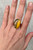 Large Black Gray Orange Yellow Oval Bumble Bee Jasper Sterling Silver Statement Ring