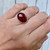 Elegant Blood Red Orange Large Oval Carnelian Sterling Silver Ring | Horizontal Setting