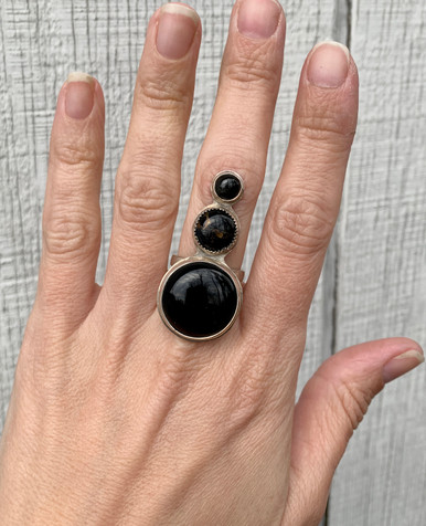Black Onyx Copper Obsidian Black Spinel Sterling Silver