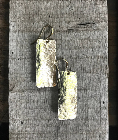 Gold Hammered Brass Rectangle Dangle Drop Statement Earrings, Gold  Earrings, Geometric Earrings, Boho, Rocker