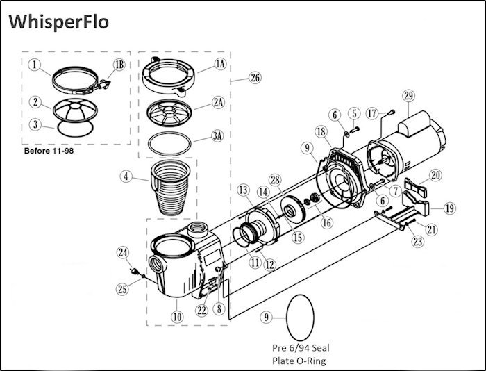 Generic Lid Kit Compatible with Pentair Whisperflo® Pool Pump - Almond -  PL2799