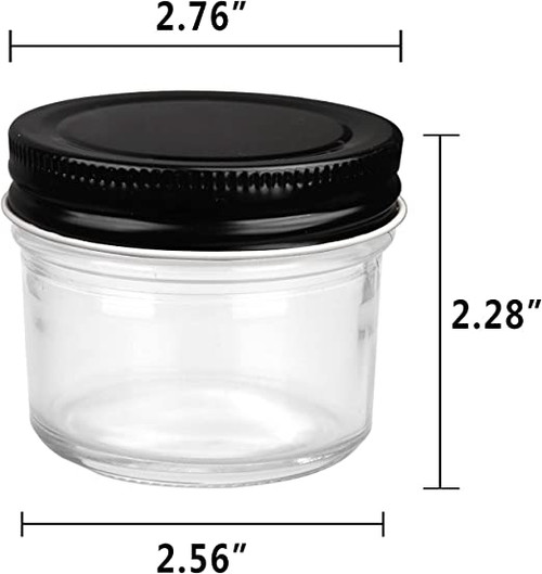 4oz Clear Jar w/ Black Lid (Empty)