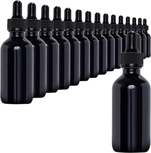 Black 2oz Boston Round Tincture Bottle w/ Dropper Lid