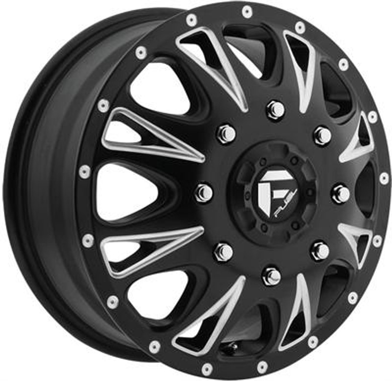 Fuel Off-Road Throttle Front Dually Wheel - Black & Chrome Fuel Off-Road Throttle Front Dually Wheel - Black & Chrome