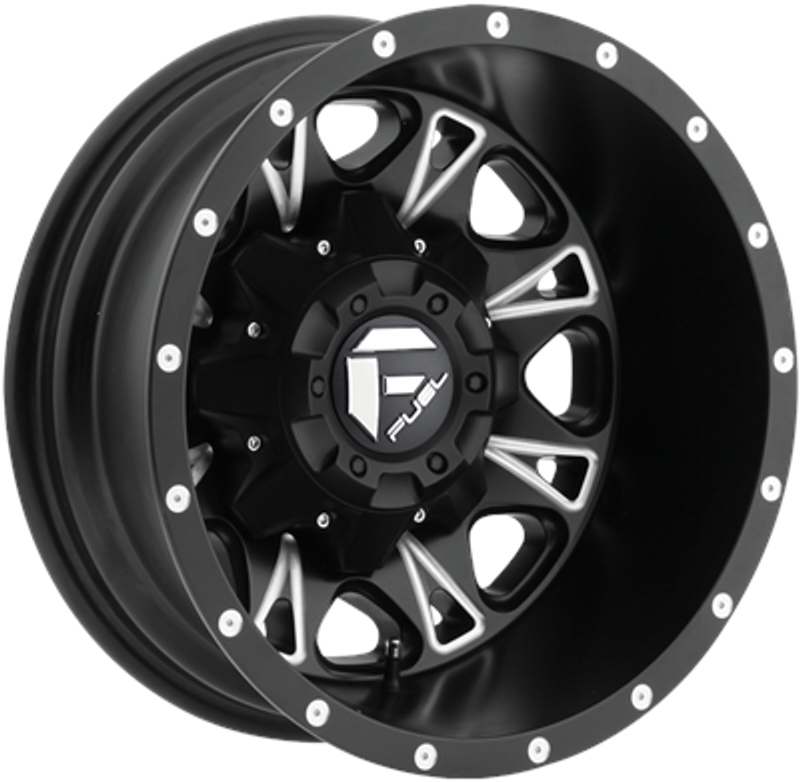 Fuel Off-Road Throttle Rear Dually Wheel - Black & Milled Fuel Off-Road Throttle Rear Dually Wheel - Black & Milled