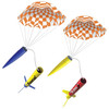 Estes Rascal & Hi Jinks flying model rocket showing parachute recovery