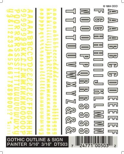 Woodland Scenics Dry Transfer Decals Gothic Outline & Sign Painter