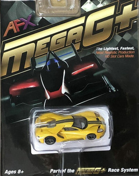 AFX Mega-G+ Ford GT triple yellow HO scale slot car packaging 22029