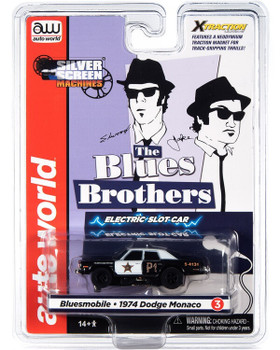 Auto World X-Traction Blue Brothers Bluesmobile 1974 Dodge Monaco HO slot car in package