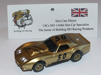Bulldog AFX Turbo 1973 Chevy Corvette 50 Year Anniversary gold HO slot car BDR74210