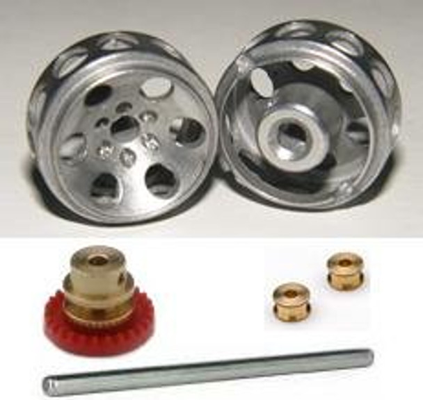 Hobby Slot Racing Rear Axle Kit w/ 15.8 mm Wheels & 25T Crown Gear