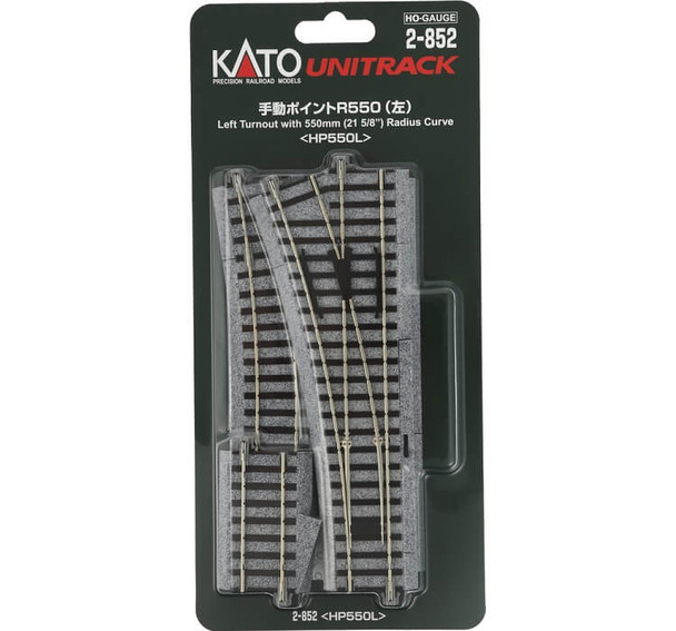 Kato Unitrack HO #4 manual left turnout w/ 21 5/8 inch radius 22.5 degree curve track 2-852