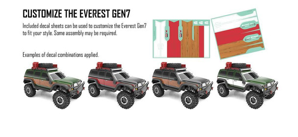 Included decal sheets can be used to customize the Redcat Everest Gen7 to fit your style.