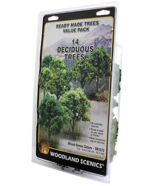 Woodland Scenics realistic 3 to 5 inch mixed green trees value pack TR1572