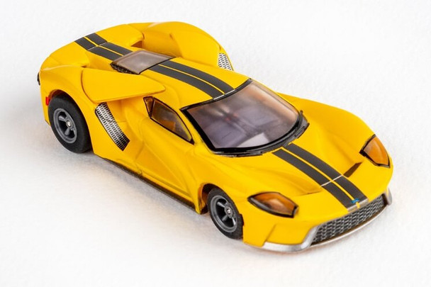 AFX Mega-G+ Ford GT triple yellow HO scale slot car 22029