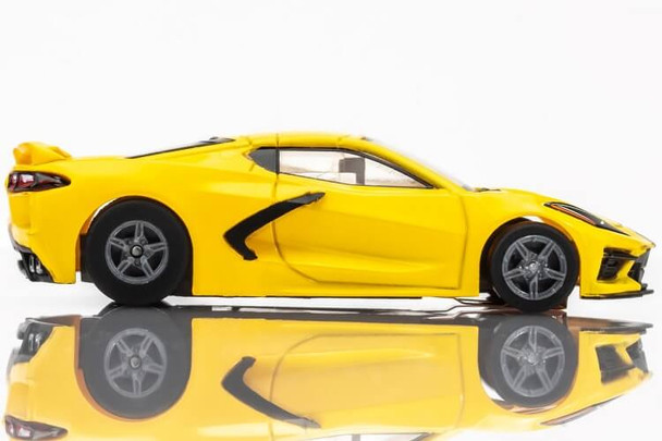 AFX Mega-G+ Corvette C8 accelerate yellow HO slot car side view