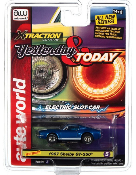 Auto World X-Traction 1967 Shelby GT-350 blue HO slot car in package