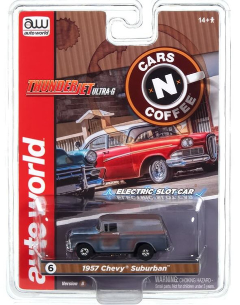 Auto World Thunderjet 1957 Chevy Suburban rusted HO slot car in package