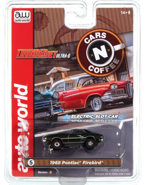 Auto World ThunderJet 1968 Pontiac Firebird green HO slot car in package