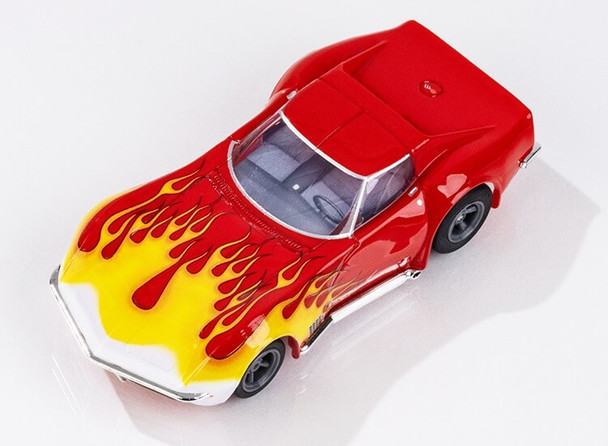 AFX Mega-G+ 1970 Corvette wildfire yellow/red HO slot car 22055