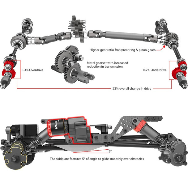 Redcat Ascent-18 APEX brushless 1/18 RC rock crawler driveline & chassis