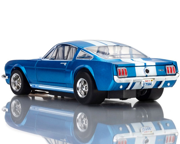 AFX Mega-G+ 1966 Shelby GT350 blue white stripes HO slot car rear view