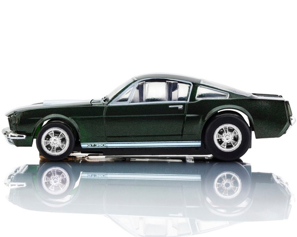AFX Mega-G+ 1966 Shelby GT350 ivy green white stripes HO slot car side view