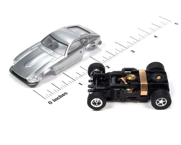 Auto World X-Traction 1973 Datsun 240Z silver HO slot car body & chassis