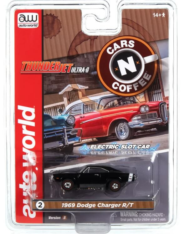 Auto World ThunderJet 1969 Dodge Charger R/T Black HO Slot Car
