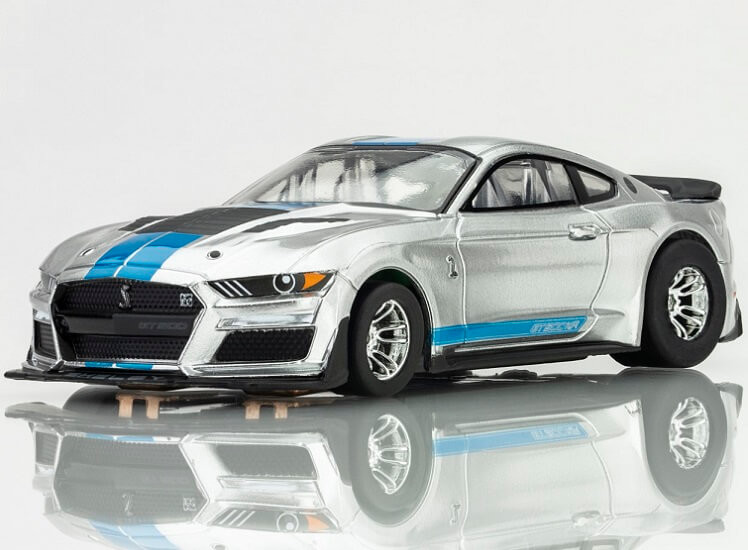 AFX Mega-G+ Mustang GT500KR Silver/Blue HO Slot Car - BRS Hobbies
